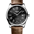 Longines Longines Master Collection L2.793.4.59.2  L27934592 механические мужские часы  черный циферблат, браслет кожаный — вид спереди