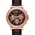 Michael Kors Michael Kors Maren MK7497  MK7497 кварцевые женские часы коричневый циферблат, браслет кожаный — вид спереди