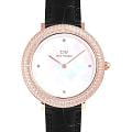 Daniel Wellington Daniel Wellington Crystalline Bezel Black Croc Rose Gold DW00100827  DW00100827 кварцевые женские часы белый циферблат, браслет кожаный — вид спереди