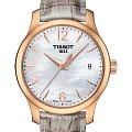 Tissot Tissot Tradition Lady T063.210.37.117.00 Tradition T0632103711700 кварцевые женские часы  перламутровый циферблат, браслет кожаный — вид спереди