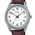 Casio Casio Collection MTP-V005L-7B4UDF (MTP-V005L-7B4)  MTP-V005L-7B4 кварцевые мужские часы белый циферблат, браслет кожаный — вид спереди