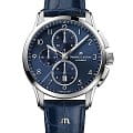 Maurice Lacroix Maurice Lacroix Pontos Chronograph 43mm PT6388-SS001-420-4  PT6388-SS001-420-4 механические мужские часы синий циферблат, браслет кожаный — вид спереди