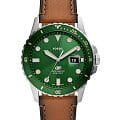 Fossil Fossil Blue FS5946  FS5946 кварцевые мужские часы зеленый циферблат, браслет кожаный — вид спереди