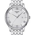Tissot Tissot Tradition T063.610.11.038.00 Tradition T0636101103800 кварцевые мужские часы серебристый циферблат, браслет нержавеющая сталь — вид спереди