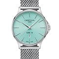 Certina Certina DS-8 Gent C045.410.11.351.00 DS 8 C0454101135100 кварцевые мужские часы бирюзовый циферблат, браслет нержавеющая сталь 316l — вид спереди