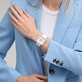 Swatch Swatch Square Bioceramic Standard SO34W700 швейцария наручные мужские часы заводная головка с логотипом Swatch