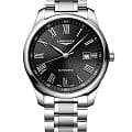 Longines Longines Master Collection L2.893.4.59.6  L28934596 механические мужские часы  черный циферблат, браслет нержавеющая сталь — вид спереди