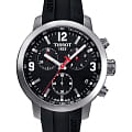 Tissot Tissot PRC 200 Chronograph T055.417.17.057.00 PRC 200 T0554171705700 кварцевые мужские часы черный циферблат, браслет каучук — вид спереди