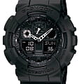 Casio Casio G-Shock GA-100-1A1DR (GA-100-1A1) GA-100 GA-100-1A1 электронные мужские часы черный циферблат, браслет пластик — вид спереди