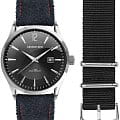 George Kini George Kini GK.11.S.2S.3.4.0  GK.11.S.2S.3.4.0 кварцевые мужские часы черный циферблат, браслет кожа + текстиль — вид спереди