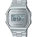 Casio Casio Collection A-168WEM-7 Retro A-168WEM-7E кварцевые мужские часы серебристый циферблат, браслет нержавеющая сталь — вид спереди
