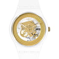 Swatch Swatch New Gent Biosourced Lacquered SO29W107  SO29W107 кварцевые мужские часы золотой циферблат, браслет силикон — вид спереди