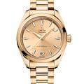 Omega Omega Seamaster Aqua Terra 220.50.34.20.08.001 Aqua Terra 22050342008001 механические женские часы золотой циферблат, браслет 18-каратное желтое золото — вид спереди