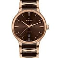 Rado Rado Centrix Automatic R30017302 Automatic R30017302 механические мужские часы коричневый циферблат, браслет высокотехнологичная керамика + нержавеющая сталь с pvd покрытием — вид спереди