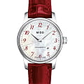 Mido Mido Baroncelli Sz Lr A steel Lea.r M7600.4.39.7  M76004397 механические женские часы  перламутровый циферблат, браслет кожаный — вид спереди