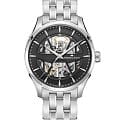 Hamilton Hamilton Jazzmaster Skeleton Auto H42535180  H42535180 механические мужские часы черный циферблат, браслет нержавеющая сталь — вид спереди