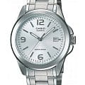 Casio Casio Collection MTP-1215A-7ADF (MTP-1215A-7A)  MTP-1215A-7A кварцевые мужские часы серебристый циферблат, браслет нержавеющая сталь — вид спереди