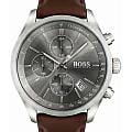 Hugo Boss Hugo Boss Grand Prix HB1513476  HB1513476 кварцевые мужские часы серый циферблат, браслет кожаный — вид спереди