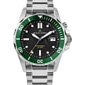 Jacques Lemans Jacques Lemans Hybromatic 1-2170K  1-2170K автокварц (кинетик) мужские часы  черный циферблат, браслет нержавеющая сталь — вид спереди