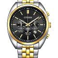 Citizen Citizen Chronograph AN8214-55E  AN8214-55E кварцевые мужские часы черный циферблат, браслет нержавеющая сталь с ip-покрытием — вид спереди