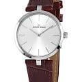 Jacques Lemans Jacques Lemans 1-2024B  1-2024B кварцевые женские часы  серебристый циферблат, браслет кожаный — вид спереди