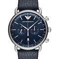 Emporio Armani Emporio Armani AR11105  AR11105 кварцевые мужские часы  синий циферблат, браслет кожаный — вид спереди