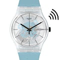 Swatch Swatch New Gent Biosourced Swatch Pay! SO29K112-5300  SO29K112-5300 кварцевые женские часы прозрачный циферблат, браслет силикон — вид спереди